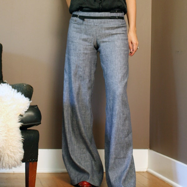 high waisted linen palazzo jeans - made to order