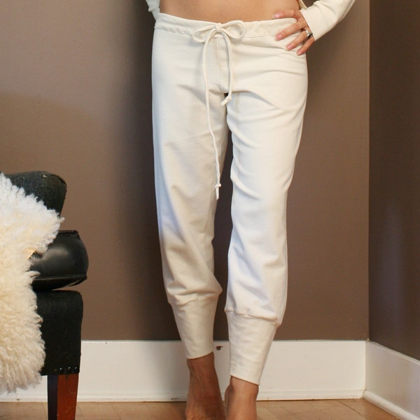 cotton lounge pants in french terry with drawstring and cuffs - made to order