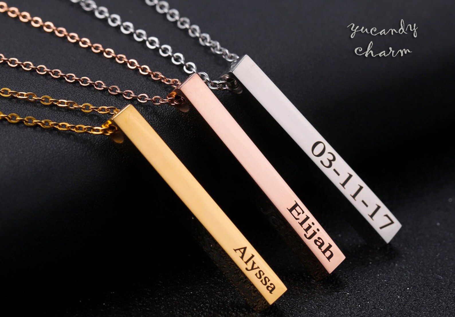 Personalized 4 Sides Custom Name Engraved 3D Cube Long Bar | Etsy