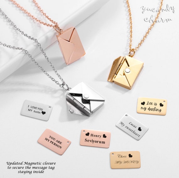 Envelope Locket Necklace Love You Secret Hidden Message Pendant Gift  Stainless Steel Jewelry | Fruugo SA