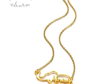 Details about   USA handmade Personalized White Rose Gold Custom Elephant Dumbo name necklace 