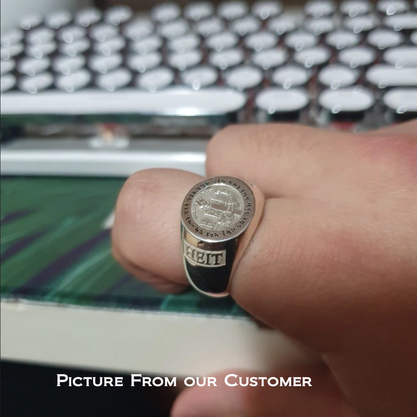 SOLID 925 Sterling Silver Custom 3D Engraving Logo Ring Etsy