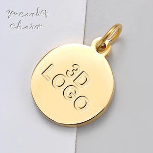 50pcs Custom Debossed 3D Logo Laser Etching Carving Engraving Mirror Polished Stainless Steel Jewelry Tags Round mini Charms Personalized