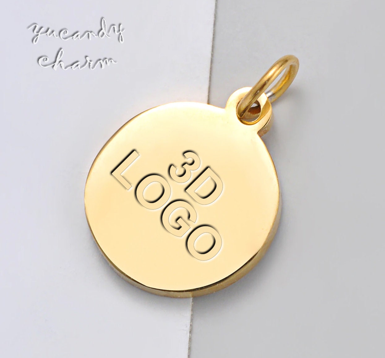 50pcs Personalized Laser Custom Logo Jewelry Tags Oval Charms White Rose  Gold