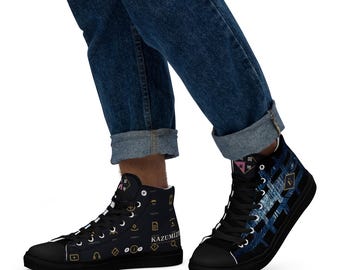 Men's High-Top Canvas Sneakers - Enfiare Black Diamond Kazumizi
