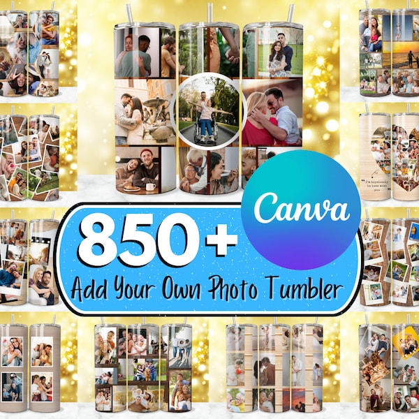 850 + Add Your Own Photo Tumbler Wrap Designs, Photo Tumbler Wrap, Canva Add Your Own Photo PNG, Collage Tumbler, Photo Sublimation Wrap PNG