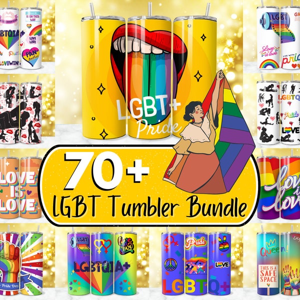 70 + LGBT Tumbler Wrap, Love is Love Tumbler, Pride Tumbler Design, 20 oz Skinny Tumbler, LGBT  Sublimation, Pride Flag Tumbler, LGBTQ+ Png