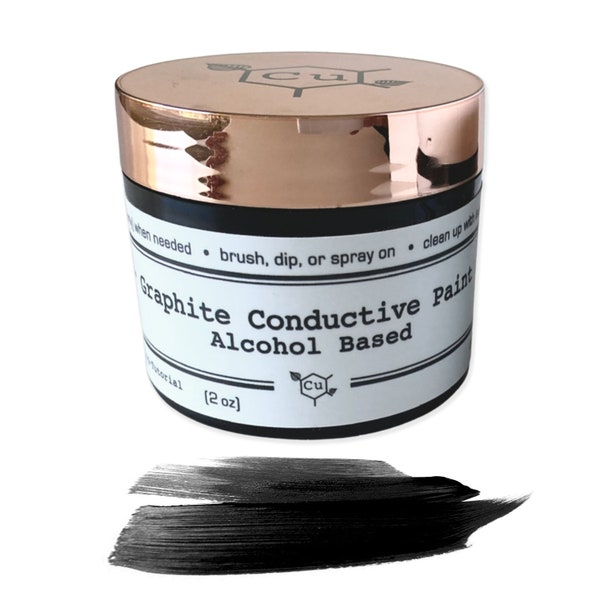 Alcohol Base Conductive Paint for Electroforming | 2oz Jar Graphite Conductive Paint for Electroformed Jewelry | Copper Electroformer Supply