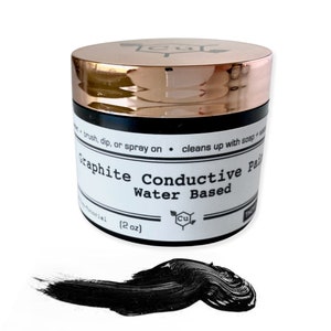 May include: A small jar of black graphite conductive paint, labeled "Graphite Conductive Paint Water Based (2 oz)". The paint is water-based and cleans up with soap and water.
