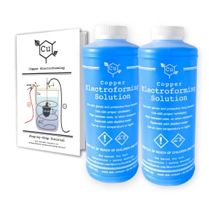 Copper Electroforming Solution | Set of TWO 1 Liter Bottles + Electroforming Tutorial Booklet  | Enchanted Leaves | Cu Electroformer Supply