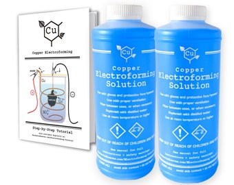 Copper Electroforming Solution | Set of TWO 1 Liter Bottles + Electroforming Tutorial Booklet  | Enchanted Leaves | Cu Electroformer Supply