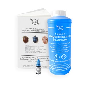 Copper Electroforming Solution 1 Liter Bottle with Tutorial | Enchanted Leaves | Cu Electroformer Supply | Ready to use Acid Copper Solution