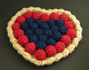 Crochet PDF Pattern- Crochet Heart-shaped Fruit Tart