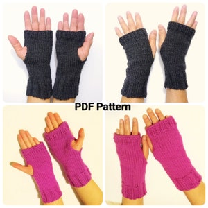 Knitting Pattern (PDF) - Simple, Quick and Easy Knit Fingerless Mittens (for him and for her)