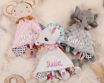 Baby Lovey personalizzato, trapunta per bebè personalizzata, coperta per bebè con nome ricamato, coperta per succhietto per bebè, coperta di sicurezza, trapunta per coniglietto animale