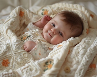 Gebreide babydeken - gepersonaliseerde babydeken - babyshowercadeau - babymeisjesdeken - babyjongendeken - babycadeau