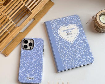 Bilberry Heart Composition Book iPad Case for iPad 10 iPad Case iPad 2021 iPad Air 5 Case iPad Pro 11 12.9 inch Case iPad Mini 6 iPad Sleeve