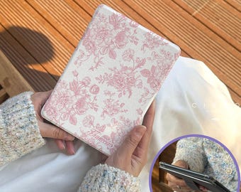 Custom All New Floral Kindle Case, Vintage Floral with Name Personalization, Wake/Sleep, Magnetic Back, Fits Kindle Paperwhite Series