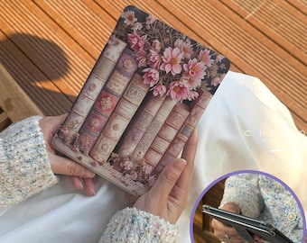 Etui na czytnik Kindle w stylu vintage z motywem kwiatowym, retro etui Kobo, prezent dla miłośników książek, klasyczna literacka oaza z paskiem