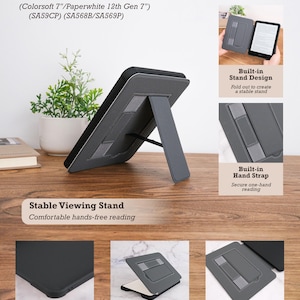 Puede incluir: Una funda magn&eacute;tica gris oscuro para Kindle, compatible con modelos Colorsoft de 7" y Paperwhite de 12.&ordf; generaci&oacute;n de 7". Incluye un soporte plegable integrado para una visualizaci&oacute;n estable y una correa de mano para lectura segura.