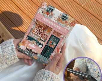 Etui na Kindle'a Pumpkin Spice – okładka Autumn Café Bookstore, jesienna okładka Kindle Paperwhite, przytulny prezent do czytania dla miłośników książek, pasuje do Oasis Kobo