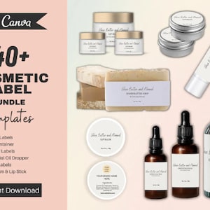Pacchetto di etichette cosmetiche minimaliste Etichetta per burro per il corpo Etichetta per scrub corpo Barattolo da 8 once Etichetta per bottiglia Etichetta per spa da 4 once per olio essenziale Modello in tela di sapone