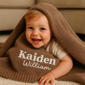 Personalized Knit Baby Blanket,Embroidered Baby Name Blanket,Newborn Cotton Blanket,Unique Baby Shower Gift,Newborn Blanket,Gift for Baby