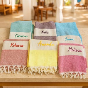 Custom Beach Towel Personalized Gift Bridesmaid Gifts Wedding Gift Personalized Turkish Beach Towel vacation Gifts Girls Trip Gifts