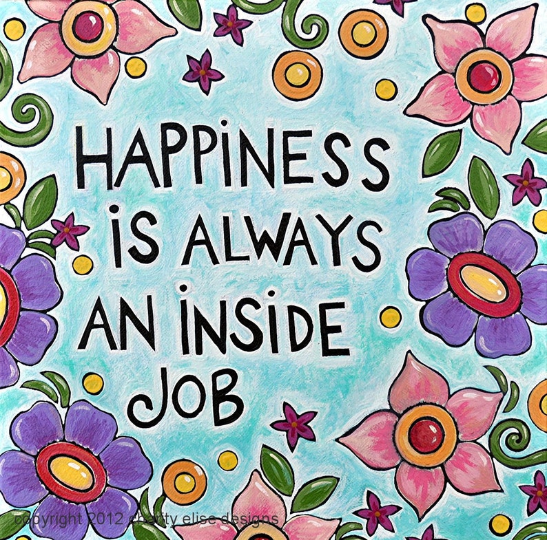 Colorful Art Print with Inspirational Quote Happiness Etsy