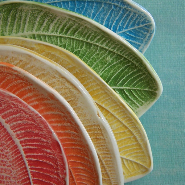 Leafy Tapas Plates or Trinket Dishes- set of 8- made to order