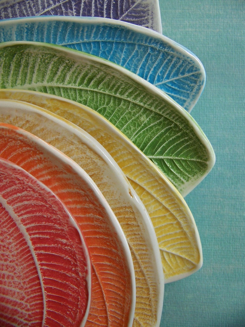 Leafy Tapas Plates or Trinket Dishes set of 8 made to order image 1