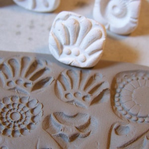 Handmade Clay Stamps Textural Stamp Pattern Tool for pottery, polymer, PMC, play doh, fondant and more PLEASE read listing description image 1