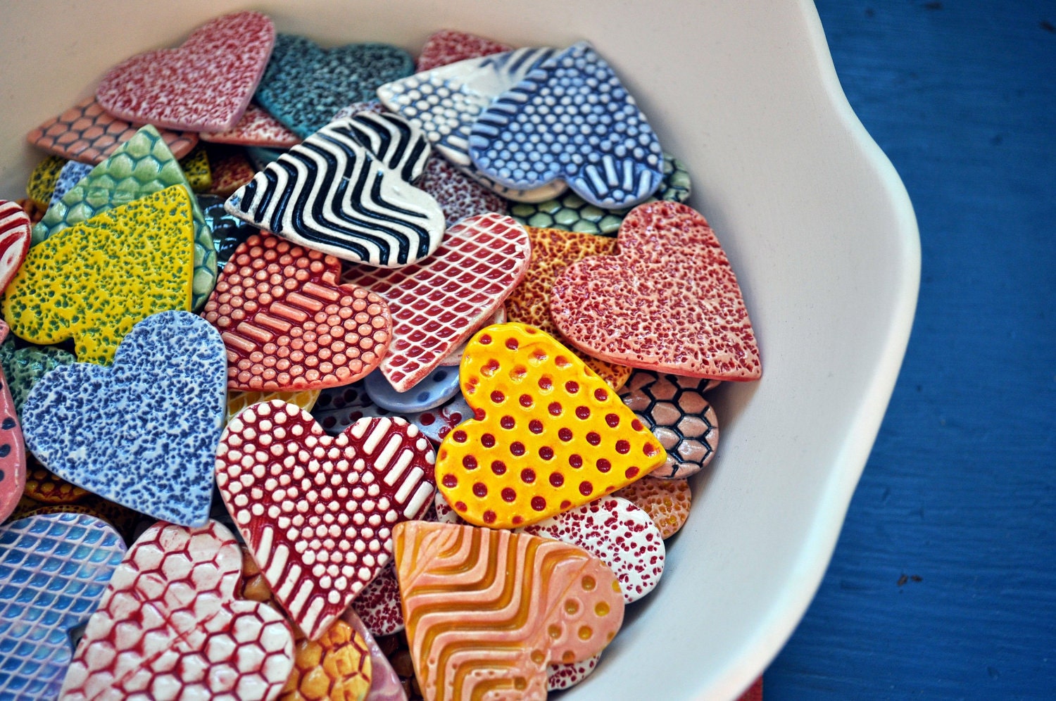 Valentine Colorful Ceramic Heart Etsy