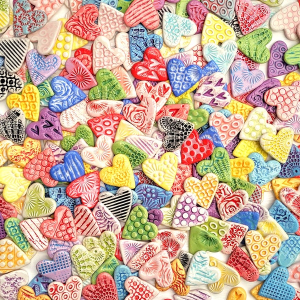 Colorful Hearts- Ceramic Heart Magnets- Valentine Magnets