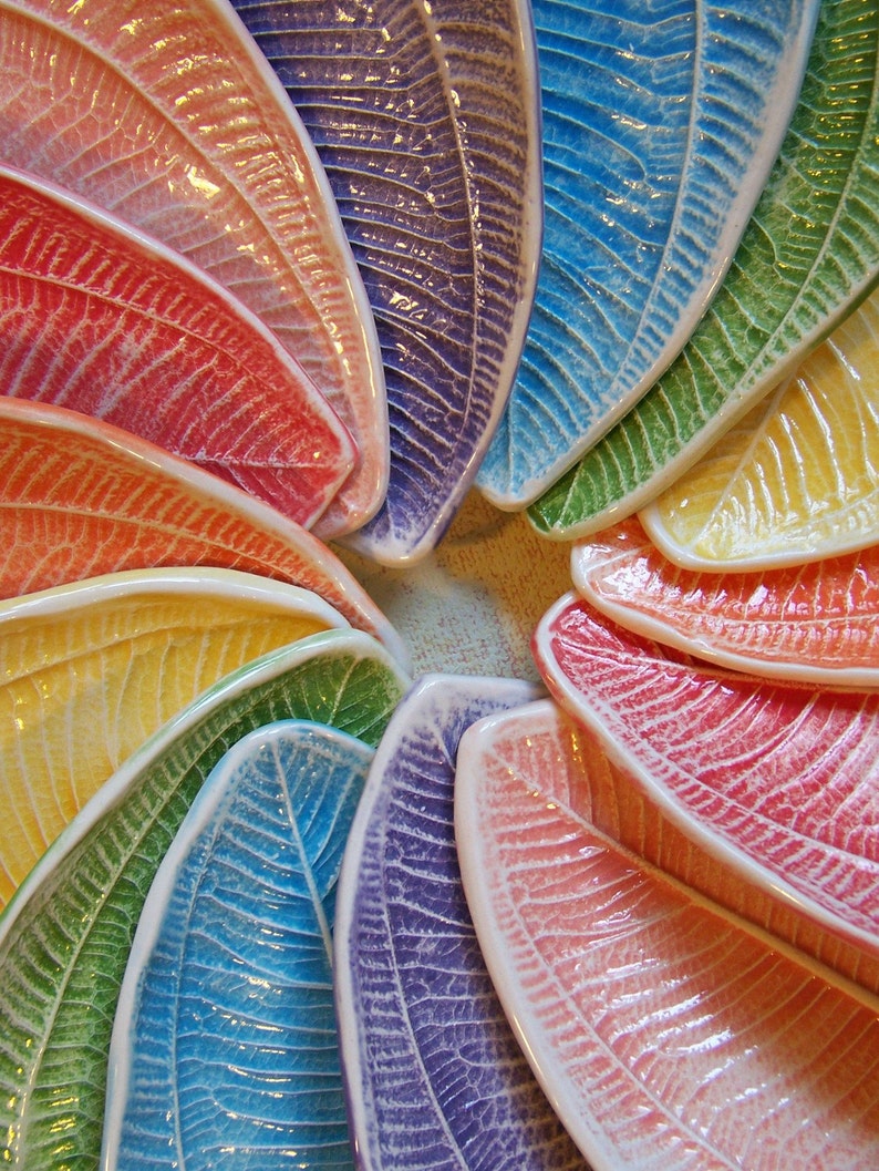 Leafy Tapas Plates or Trinket Dishes set of 8 made to order image 2
