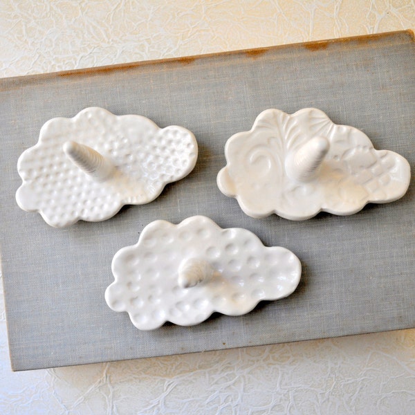 Soft Cloud Wedding Ring Dish - pottery ring holder-heavenly white-  ceramic cloud dish for your rings and treasures