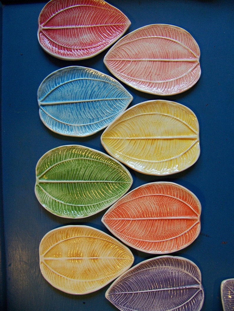 Leafy Tapas Plates or Trinket Dishes set of 8 made to order image 5