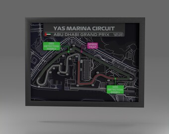 Framed 3D Printed Yas Marina Circuit: F1 Motorsport Art (16"x12")