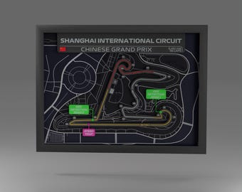 Framed Shanghai International Circuit Art – 3D Printed F1 Track