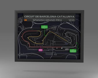 Barcelona-Catalunya F1 Track Art – 3D Printed, Framed Spanish Grand Prix