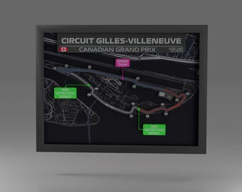 Circuit Gilles-Villeneuve - 3D Printed  - 2025 -  F1 Gift Idea - Formula 1 Circuit Framed Art - Street Motorsport Gift- Canadian Grand Prix
