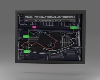 Framed Miami Grand Prix Track – 3D Printed F1 Motorsport Art