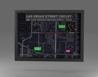 Las Vegas Grand Prix Track: Framed 3D Printed F1 Art (16"x12")