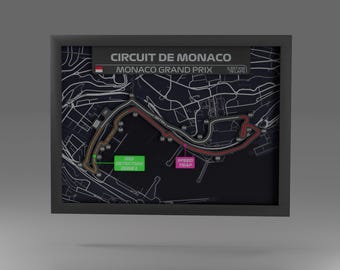 Monaco Track -3D Printed - 2025 - Car Gift Idea - Racing Circuit Framed Art - Street Motorsport Gift