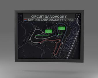 Framed Circuit Zandvoort 3D Print – Formula 1 Netherlands Grand Prix Art (16x12)
