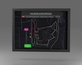 Hungaroring F1 Track Art: 3D Printed Formula 1 Circuit (16"x12")