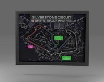 Framed Silverstone Circuit 3D Print – Formula 1 British Grand Prix Art