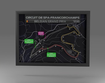 Spa-Francorchamps F1 Track Art: 3D Printed Formula 1 Circuit (16"x12")