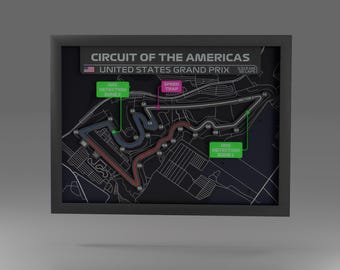 Circuit of The Americas Framed Art – 3D Printed F1 Track Replica