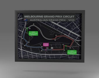 Framed Melbourne Grand Prix Circuit – 3D Printed F1 Track Art (16"x12")
